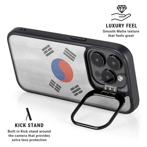 South Korean Flag Distressed iPhone 15 Pro Kickstand Case